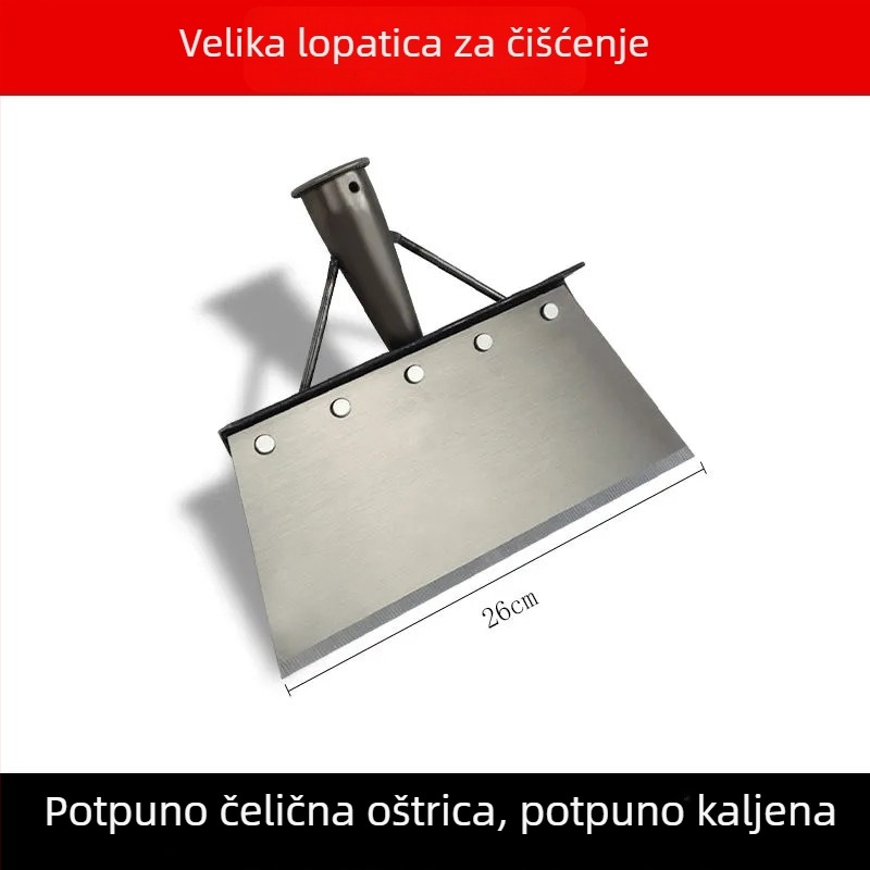 Teška lopata za čišćenje zidova s oštrim rubom od mangan čelika; pogodna za poljoprivredu, kućnu upotrebu i vrtlarstvo; deblja konstrukcija za vanjsko uklanjanje leda i snijega.