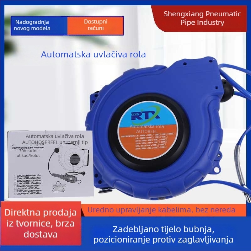 Automatski povlačni zraka navijač s PU ojačanim cijevima, kompresorska pumpa i pneumatski alati za automobilsku industriju