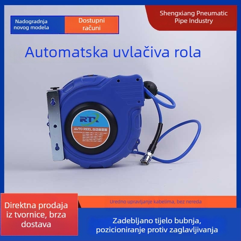 Automatski povlačni zraka navijač s PU ojačanim cijevima, kompresorska pumpa i pneumatski alati za automobilsku industriju