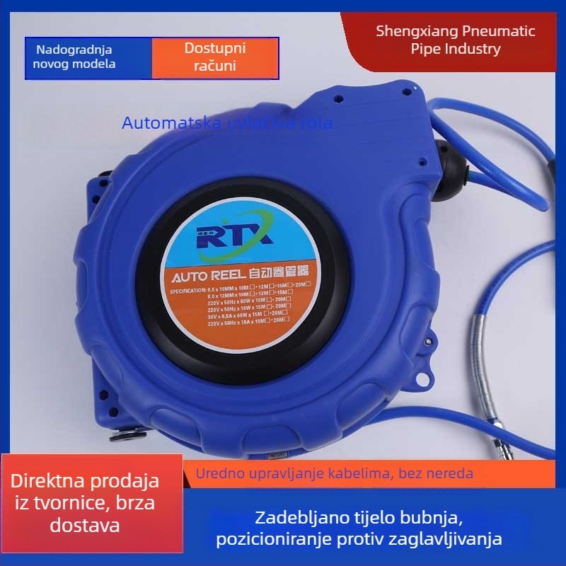 Automatski povlačni zraka navijač s PU ojačanim cijevima, kompresorska pumpa i pneumatski alati za automobilsku industriju