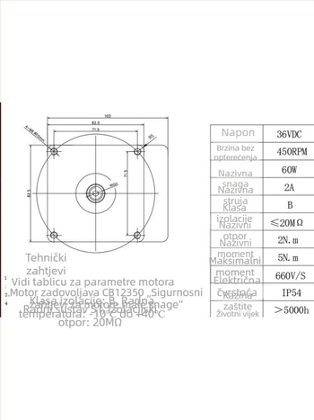 Mini DC motor bez četkica za podnu čistač, 36V, mali disk s četkicom