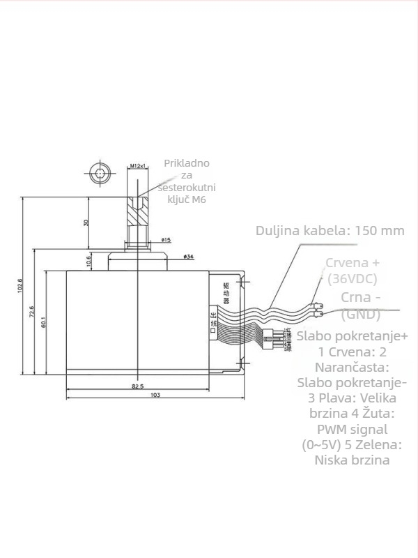 Mini DC motor bez četkica za podnu čistač, 36V, mali disk s četkicom