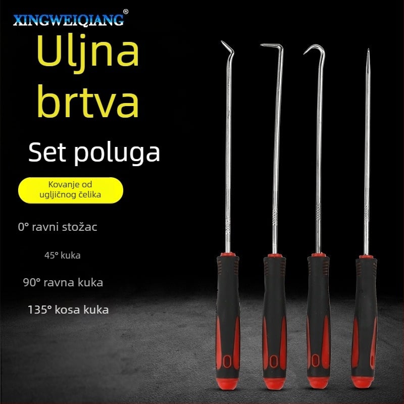 4-dijelni set za brtvu ulja: alat za ugradnju brtve, kuka za brtvu, izvlačivač brtve i demontažna kuka – auto održavanje i popravak guma