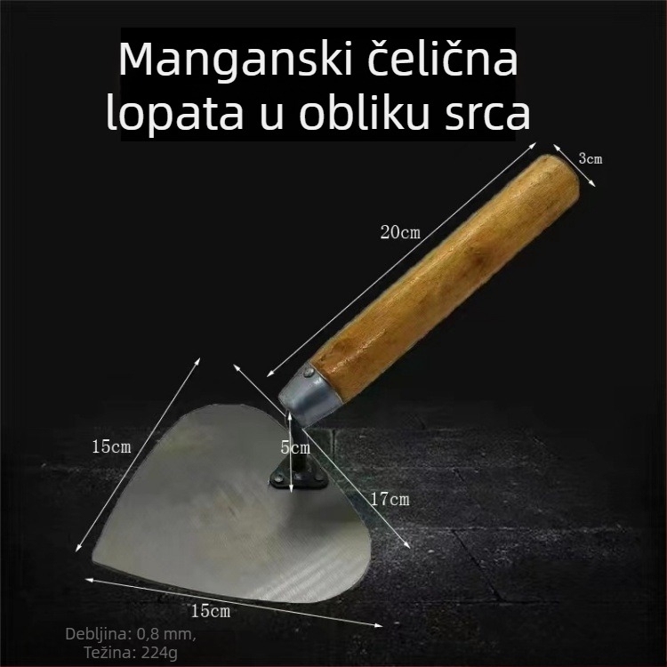 Trokutasti skraper s glavom u obliku breskve, debeli mangan čelik, višenamjenski skraper za malter