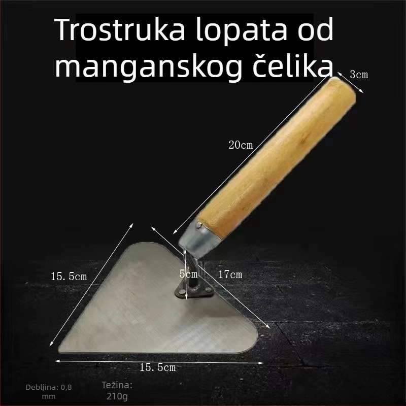Trokutasti skraper s glavom u obliku breskve, debeli mangan čelik, višenamjenski skraper za malter