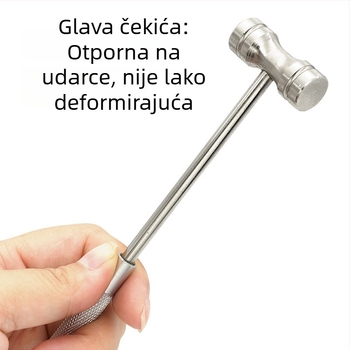 Set alata za popravak satova: okrugli čekić i podloga, ručka s teksturom protiv klizanja, četveronožna čelična osnova – stabilna i otporna na udarce
