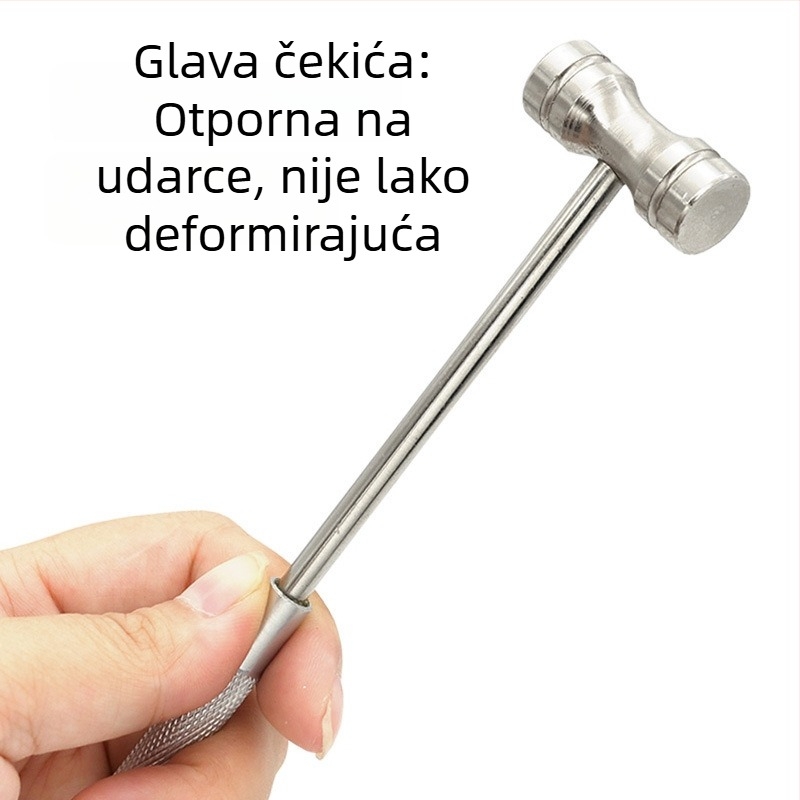 Set alata za popravak satova: okrugli čekić i podloga, ručka s teksturom protiv klizanja, četveronožna čelična osnova – stabilna i otporna na udarce