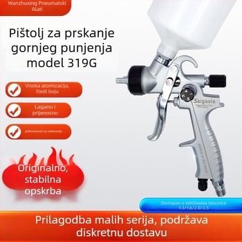 Saigaole Pistolj za bojenje s gornjim spremnikom za automobile, lim i namještaj, ručni, mlaznice 1.3/1.6/2.0/2.5 mm