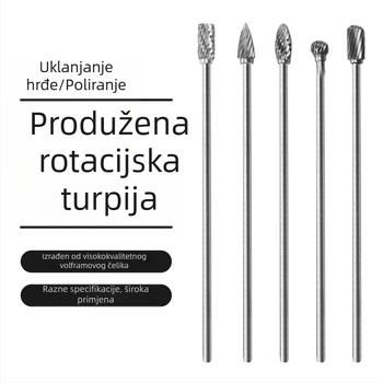 Karbidni rotirajući burr s produženim držačem, dijamantna brusna glava za metal i drvo, univerzalni alat za brušenje i poliranje za električne bušilice