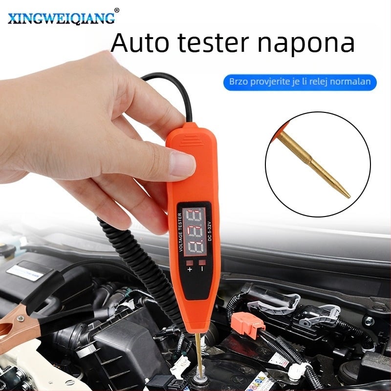 Digitalni tester napona za automobil s LCD zaslonom, 5–32V, dijagnostika kvarova u električnom krugu, relej i baterija