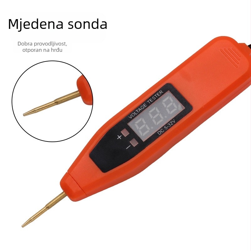 Digitalni tester napona za automobil s LCD zaslonom, 5–32V, dijagnostika kvarova u električnom krugu, relej i baterija