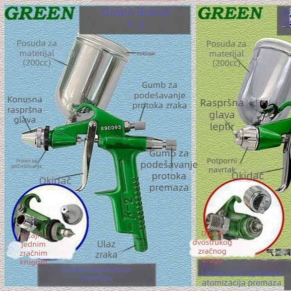 F-2A tip pištolja za prskanje, mlaznica 0,5 mm, K-3, za popravak kože i obuće