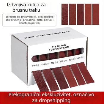 Trake šmirgle s aluminijevim oksidom, u kutiji, širina 1 inč (25 mm), duljina 6 m