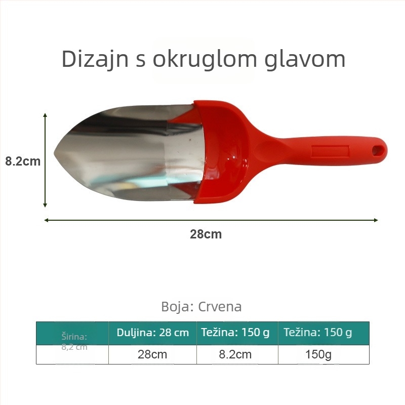 Lopata od nehrđajućeg čelika s plastičnom ručkom, za kućno vrtlarenje, sadnju cvijeća i povrća