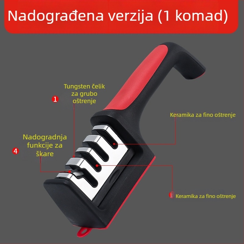 Četverostupan multifunkcionalni oštrivač nože za kućnu upotrebu, kamen za oštrenje, oštrivač nože s fiksnim kutom i kuhinjski nož, potpuno automatsko oštrenje, prenosiv