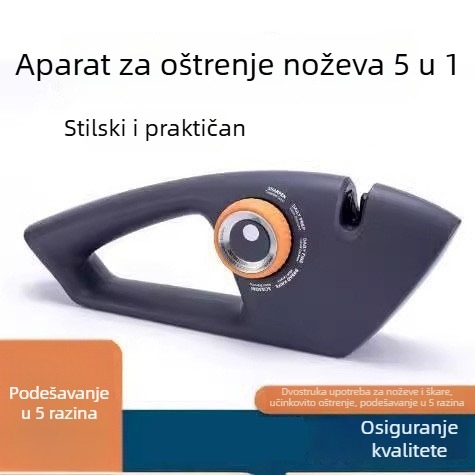 5-u-1 oštrač noževa u obliku ribe, ručni kuhinjski oštrač, oštrenje nožnica, kuhinjski alat