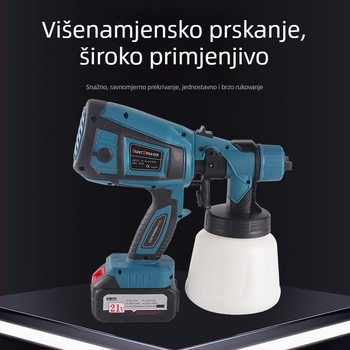 Litij–ionski električni sprej za boju, visokotlačni, prenosivi za latex boju — za interijere i eksterijere, plafone, zidove i drvo.