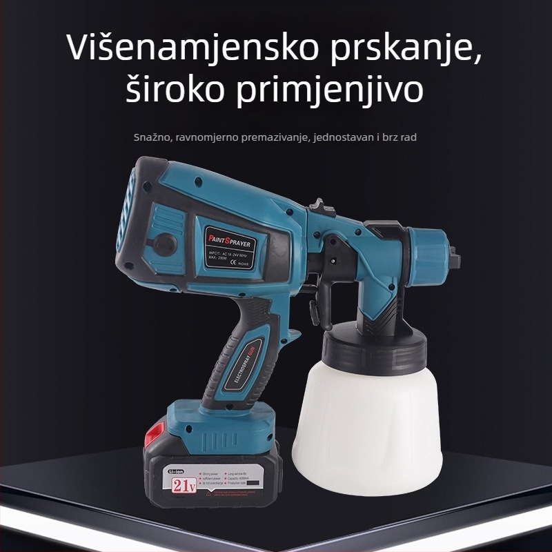 Litij–ionski električni sprej za boju, visokotlačni, prenosivi za latex boju — za interijere i eksterijere, plafone, zidove i drvo.
