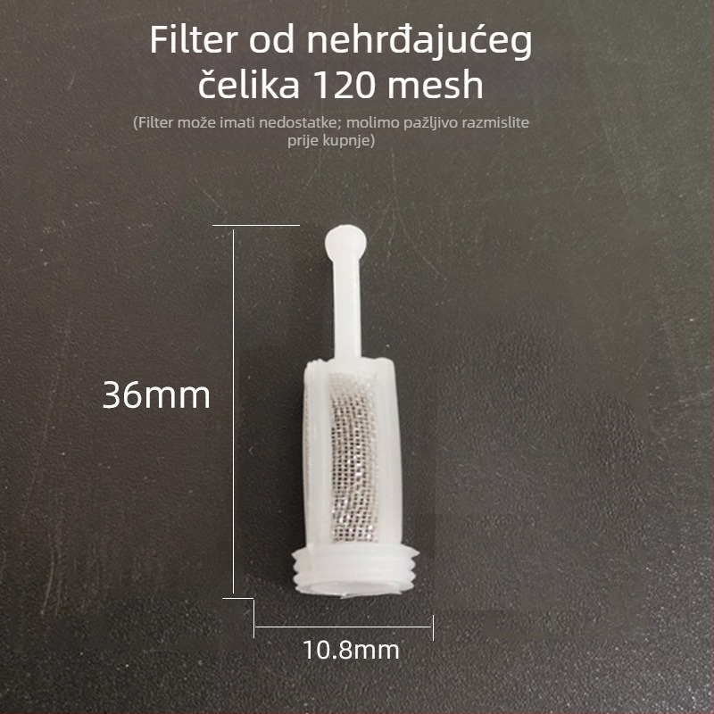Filter za pištolj za prskanje s 120-mrežnim filtrom za gornji spremnik, nehrđajući čelik, ugrađeni lijevak za boju, kompatibilan SATA/DAVIS