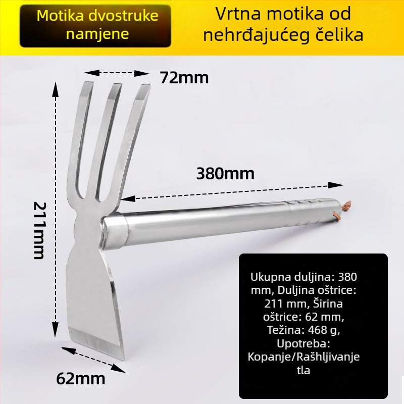 Nehrđajuća čelična vrtna motika za uklanjanje korova i kopanje tla
