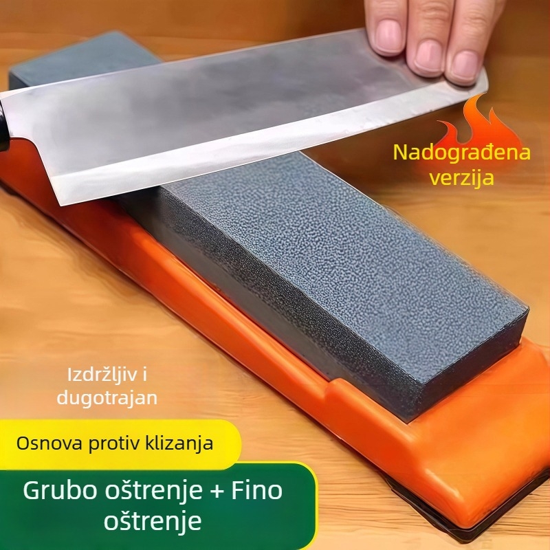 Dvostrani kamen za oštrenje s postoljem za kuhinjske nože — grubo i fino oštrenje, prijenosno, višenamjenski alat za oštrenje