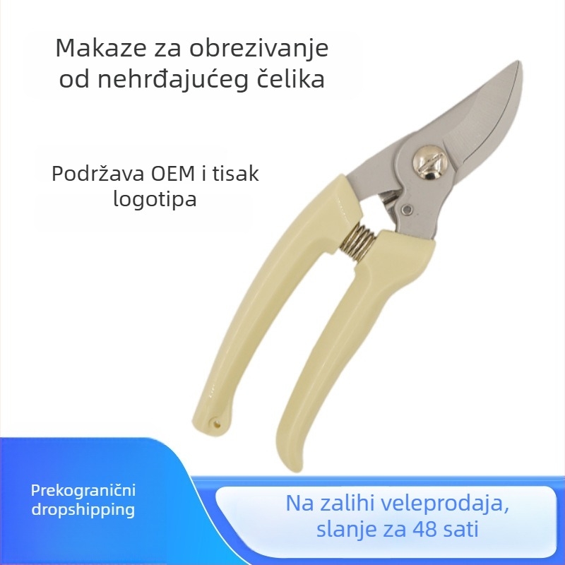 Vrtne škare za obrezivanje s zakrivljenim vrhom od nehrđajućeg čelika, za cvjetne grančice