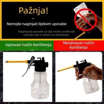 Ručna posuda za ulje s dugim mlazom, prozirna plastična posuda i metalna bočica za raspršivanje ulja