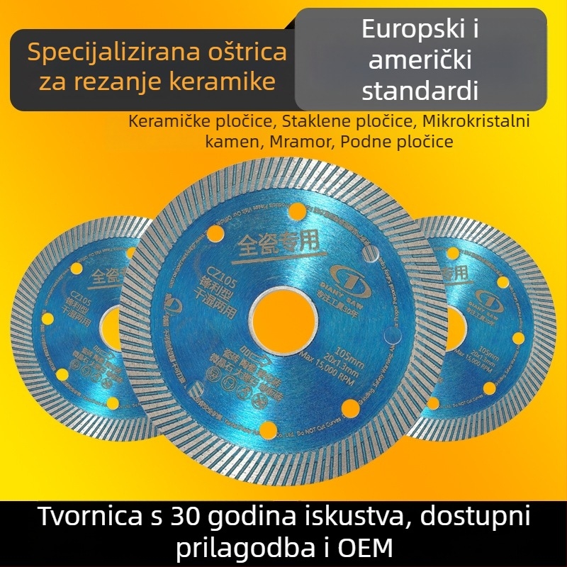 Disk za rezanje keramičkih pločica – suho i mokro rezanje, dvostruka namjena, za keramičke pločice, mramor i vitrificirane pločice