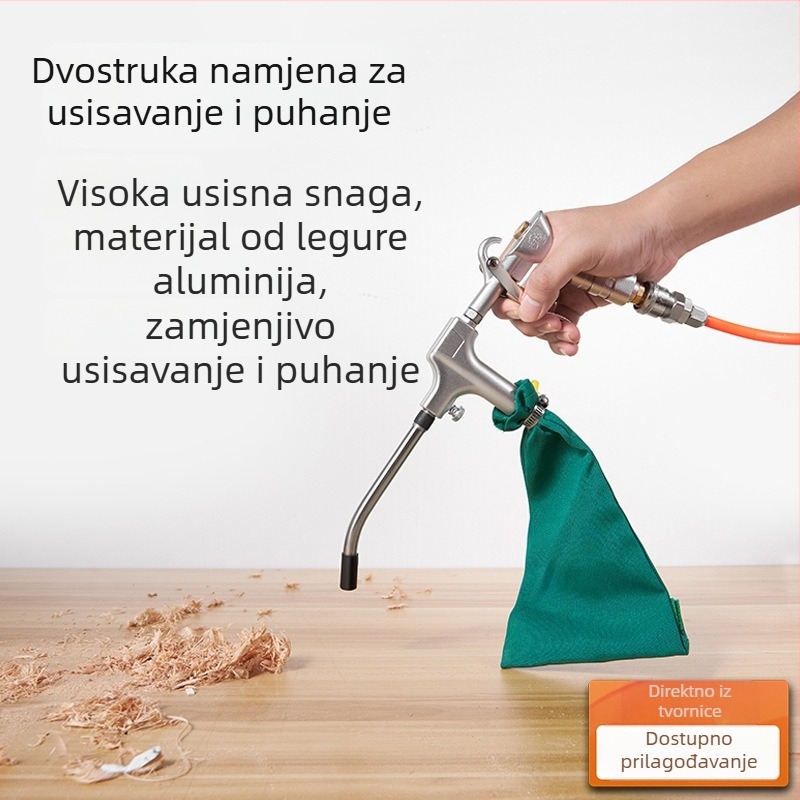 Pištolj za usisavanje i izduvavanje od aluminijske legure, dvostruka namjena, pneumatski alat za uklanjanje prašine