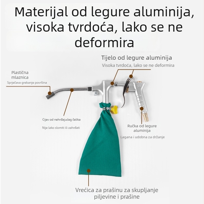 Pištolj za usisavanje i izduvavanje od aluminijske legure, dvostruka namjena, pneumatski alat za uklanjanje prašine