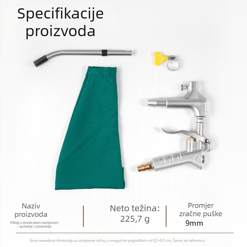 Pištolj za usisavanje i izduvavanje od aluminijske legure, dvostruka namjena, pneumatski alat za uklanjanje prašine