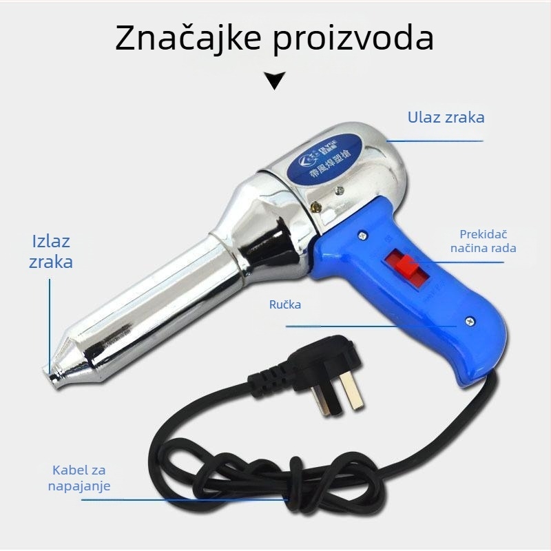 Pistol za zavarivanje plastike toplim zrakom, kompaktni kućni model s podesive temperaturom, za automobilsku plastiku