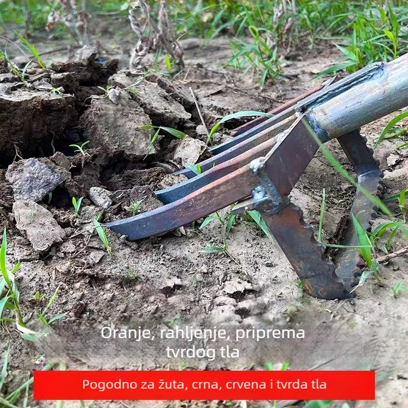 Debljeg integrirani alat za preokretanje tla za vanjsku pripremu terena, ručno duboko kopanje čeličnom vilicom i grabljama, poljoprivni alat za kopanje ljekovitog bilja i đumbira.