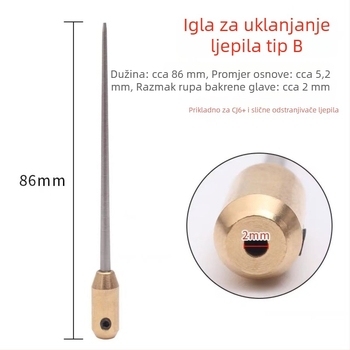 Alat za uklanjanje ljepila OCA – grube čelične igle, konične igle, 9 cm duljine, različite duljine i debljine za navijanje ljepila
