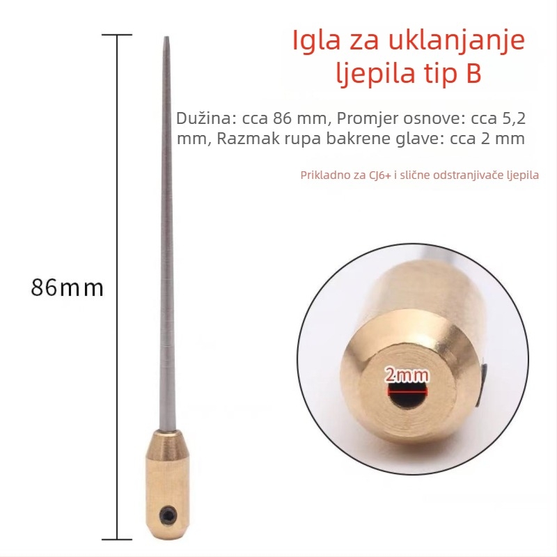 Alat za uklanjanje ljepila OCA – grube čelične igle, konične igle, 9 cm duljine, različite duljine i debljine za navijanje ljepila
