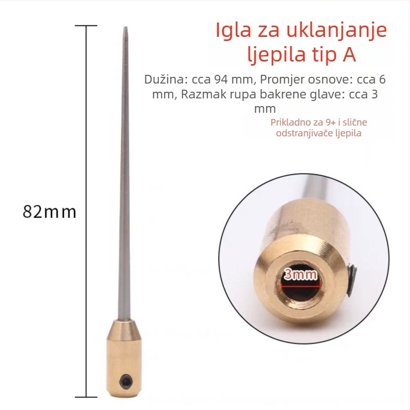Alat za uklanjanje ljepila OCA – grube čelične igle, konične igle, 9 cm duljine, različite duljine i debljine za navijanje ljepila