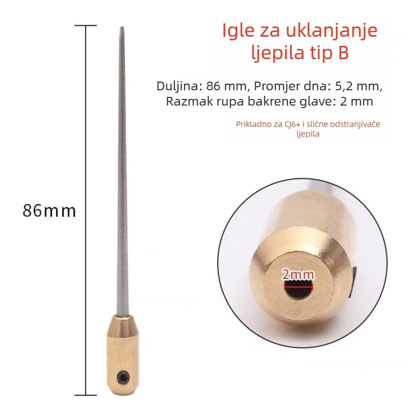 Alat za uklanjanje ljepila OCA – grube čelične igle, konične igle, 9 cm duljine, različite duljine i debljine za navijanje ljepila