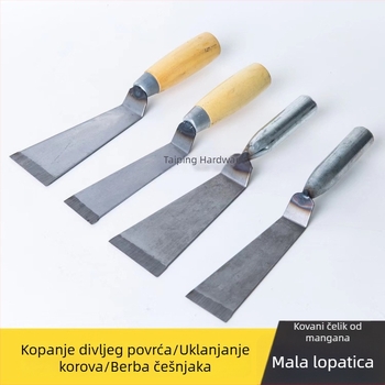 Mala željezna lopatica za vanjsku sadnju cvijeća, kopanje divljeg povrća i posude sa sukulentima.