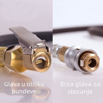 Pribor za mjerač tlaka automobilskih guma: mjerač tlaka, crijevo za napuhavanje, pištolj za napuhavanje, debeli visokotlačni crijevo