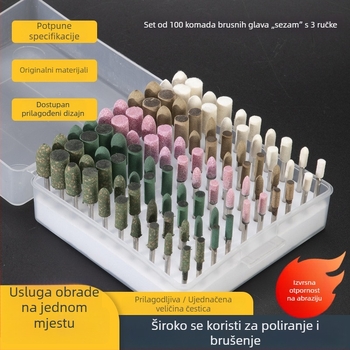 Fengpeng Set s 3 ručke, 100 komada miješanih glava za brušenje i poliranje, s vunom, kravljom kožom i gumom