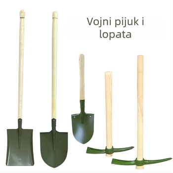 Zelena inženjerska lopata s krampom za gašenje požara i spašavanje od poplava