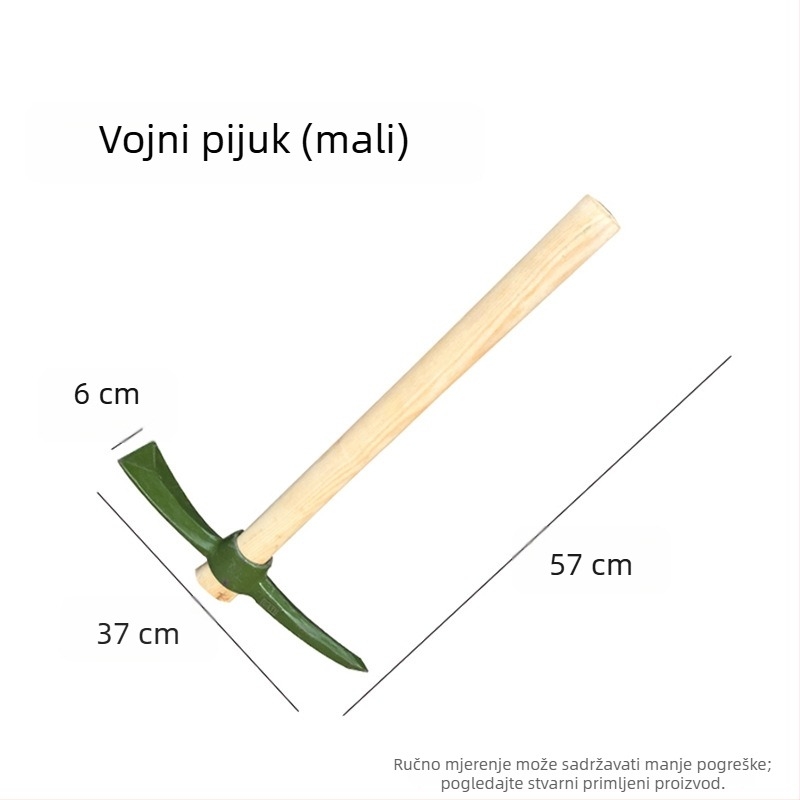 Zelena inženjerska lopata s krampom za gašenje požara i spašavanje od poplava
