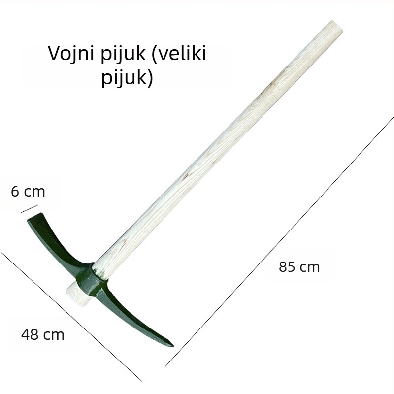 Zelena inženjerska lopata s krampom za gašenje požara i spašavanje od poplava