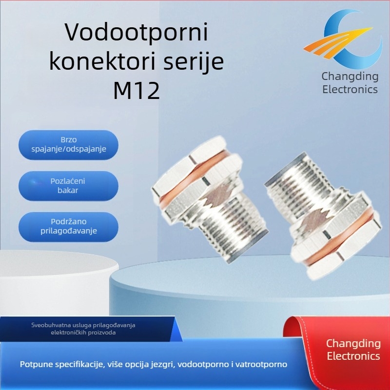 Changding M12 vodootporan konektor, injekcijski kružni avionski priključak za LED trake, vanjski fotonaponski priključak