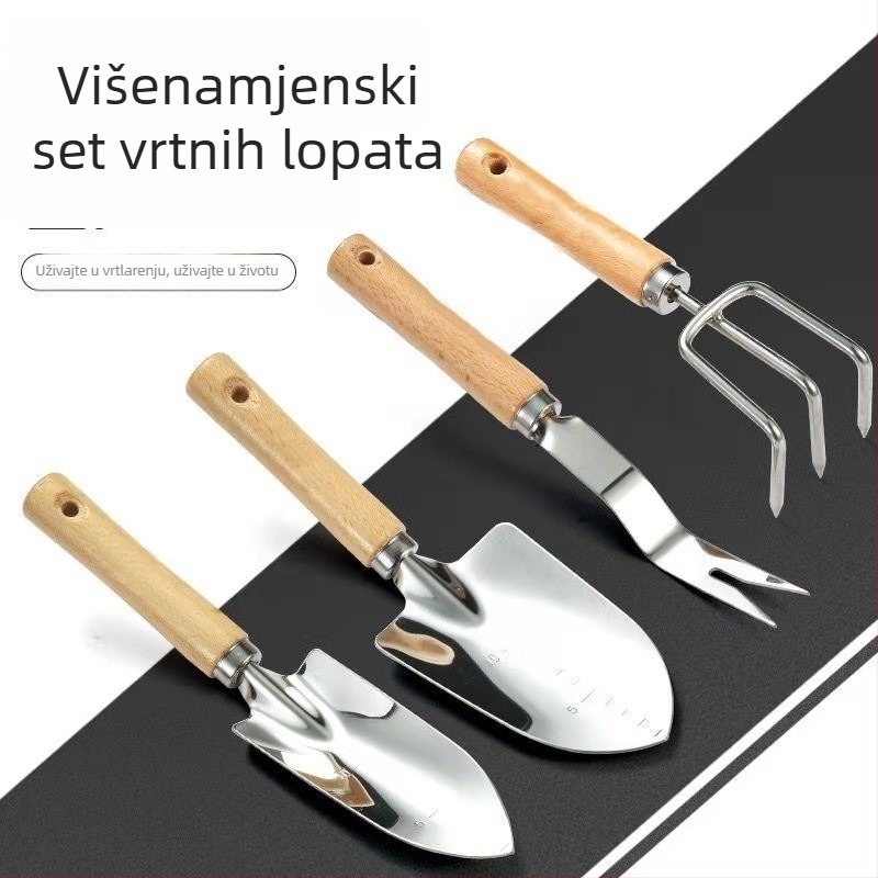 Lopata za vrt od nehrđajućeg čelika, ojačana, za kopanje, sadnju i presađivanje u lonce