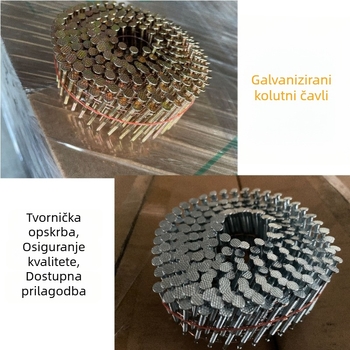Galanizirani rolni čavli za pištolj za čavlje, bijelo obojani drveni paletni stropni čavli, čavli za kutije i željezni čavli