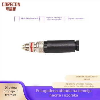 Cerisi M12 vodootporan konektor za kabelske sklopove u zrakoplovstvu, medicini i vojnoj industriji — muški i ženski konektor s kućištem