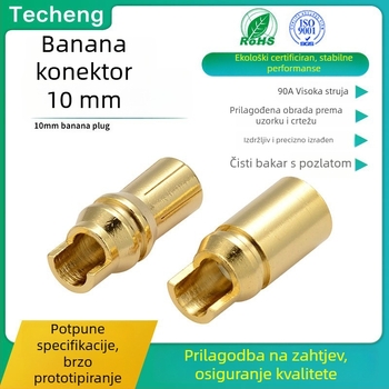 10 mm pozlaćeni banana priključak visokog strujnog opterećenja, čvrst mesingi banana priključak, muški i ženski kraj