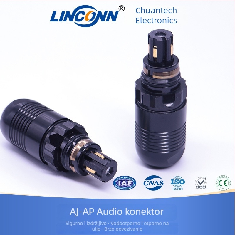 AP-107 kružni konektor za walkie-talkie, avionski priključak, muški, s opružnim klipom