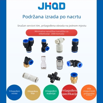 PU ravni spojnik za pneumatske cijevi, plastični brzi spoj za crijevo, dizajn s automatskim zatvaranjem